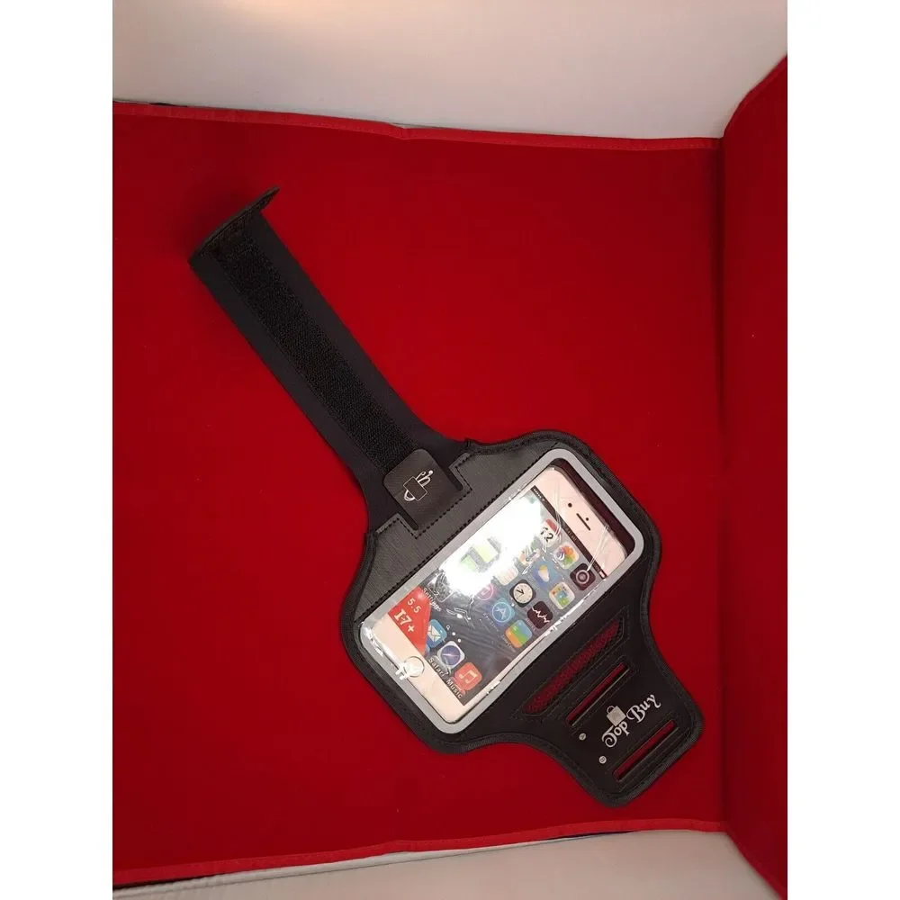 Sports Armband- Cell Phone Holder -Running /Jogging/ Gym  Black with Silver Trim